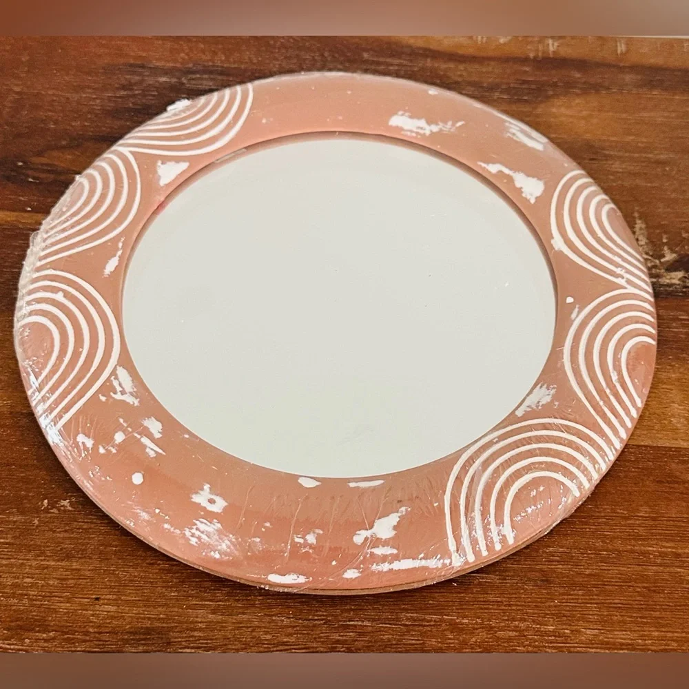 2 NWT Target Bullseye Rustic Boho Terra Cotta Decorative Mirrors 9” Rare
